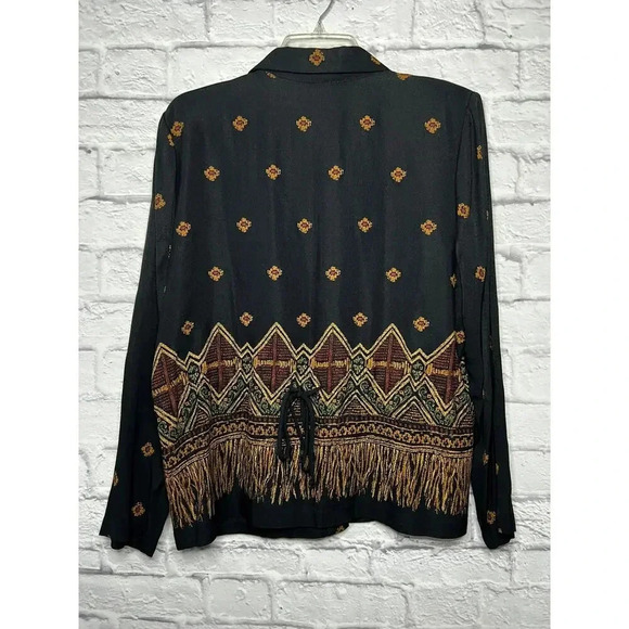 Vintage 90s TR Bentley button up printed blouse shirt long sleeve size 14. - Picture 5 of 7